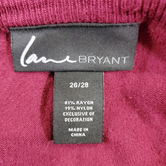 Lane Bryant Black Lace Trim V Neck 3/4 Sleeves Sweater Women's Sz 26/28 Pre-Own - Picture 9 of 11